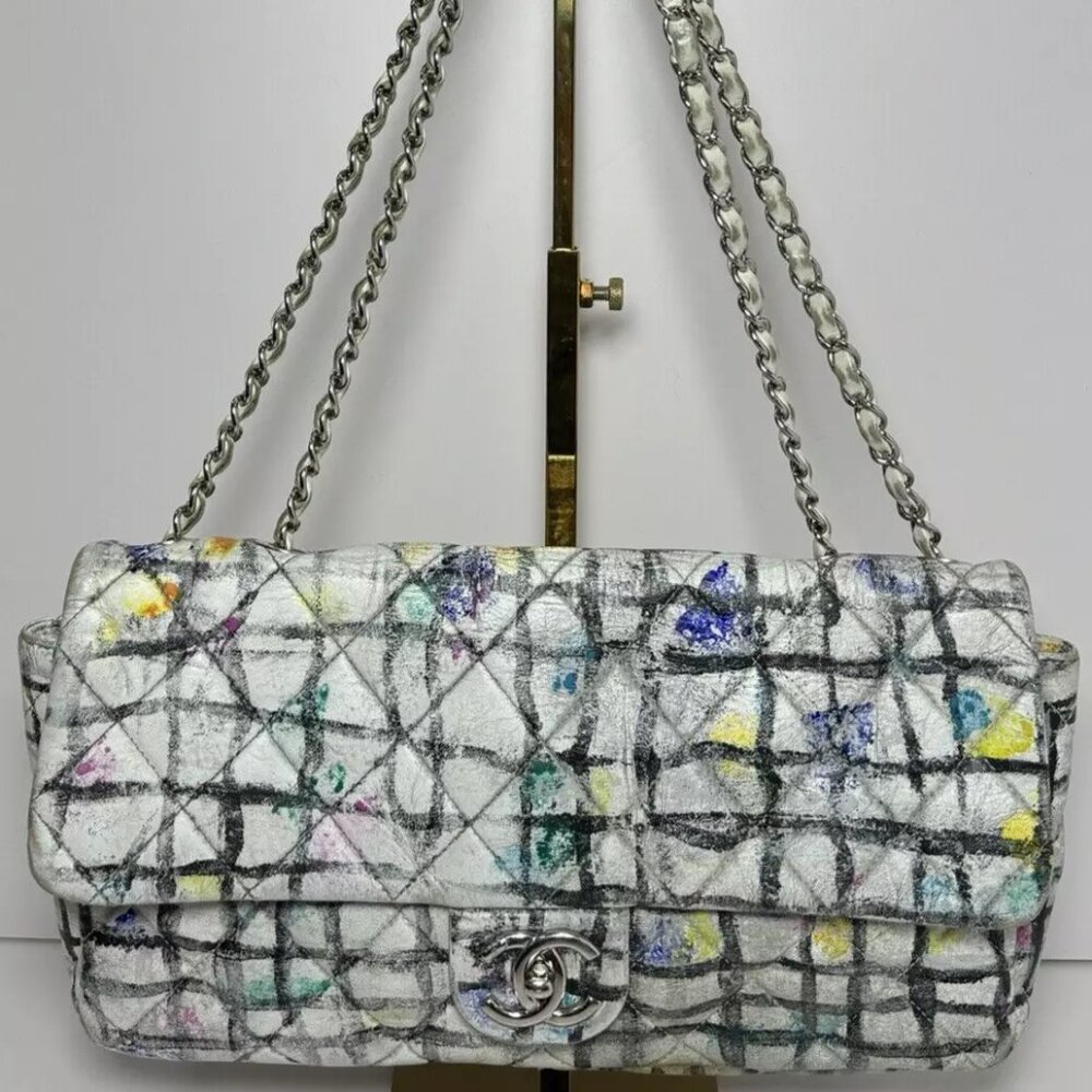 Chanel Calfskin Hand - Painted Graffiti Flap Bag